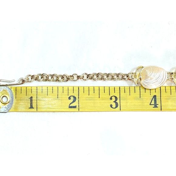 Judy Lee Choker Necklace Gold Tone Chain With Frost Shell Links - Picture 9 of 11